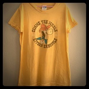 KITSON Girl’s Graphic “Give Me The Whole Kitson Kaboodle” Light Yellow Tee Sz L
